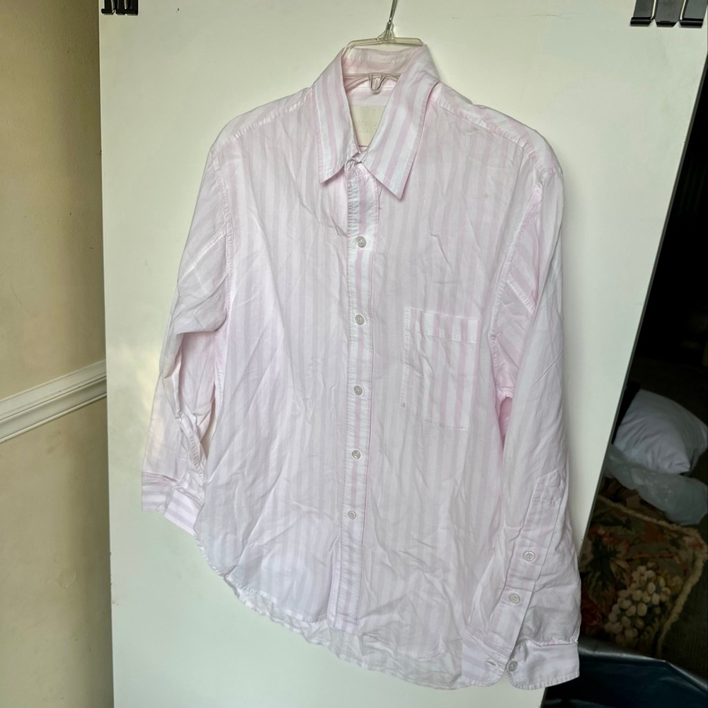 Women's Citizens of Humanity 100% Cotton Pink White Striped Button Down Shirt S